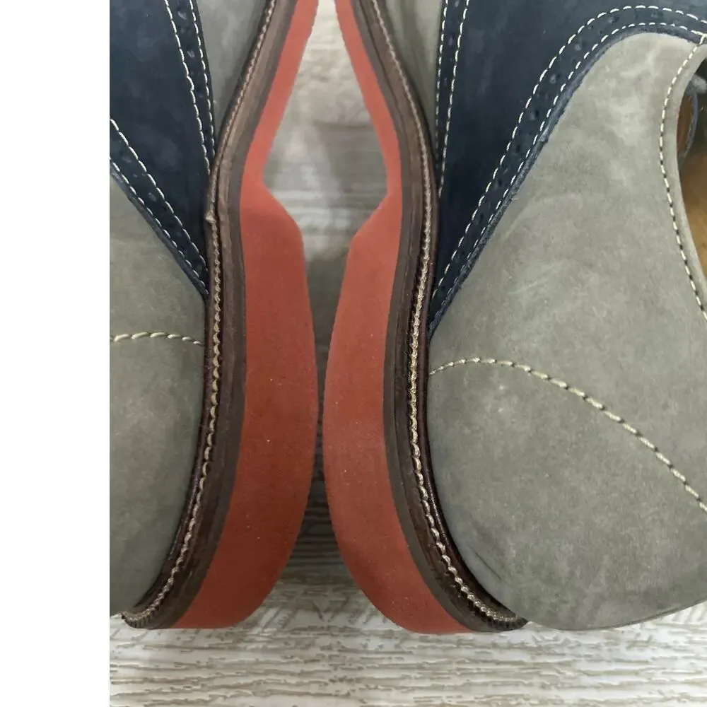 1901 Suede Colorblock Oxford Shoes Mens 11M Gray Blue Lace Up Minimalist Preppy